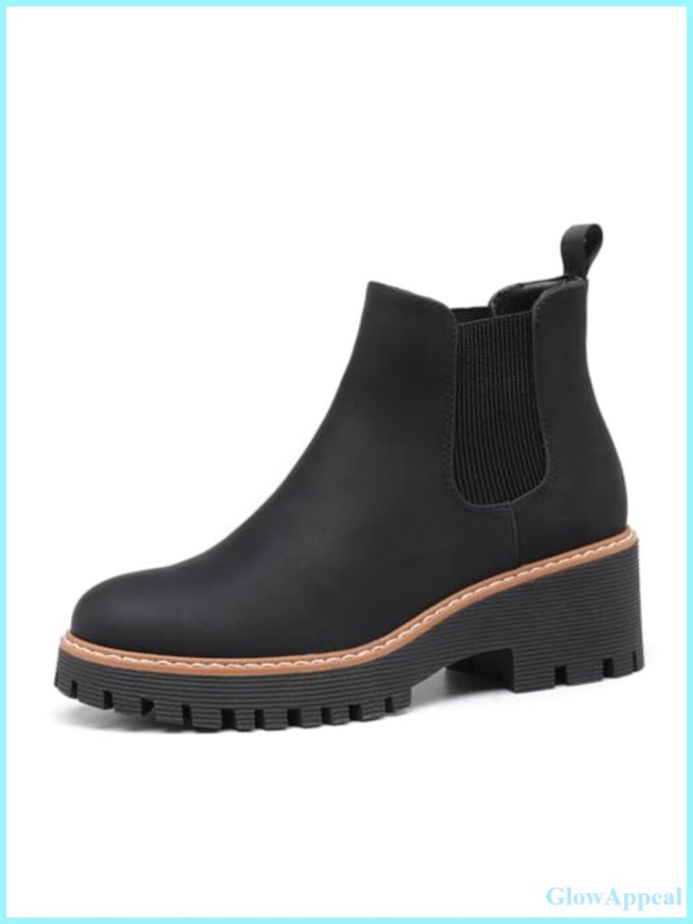 Women's Suede Leather Chunky Platform Chelsea Ankle Boots Low Wedge